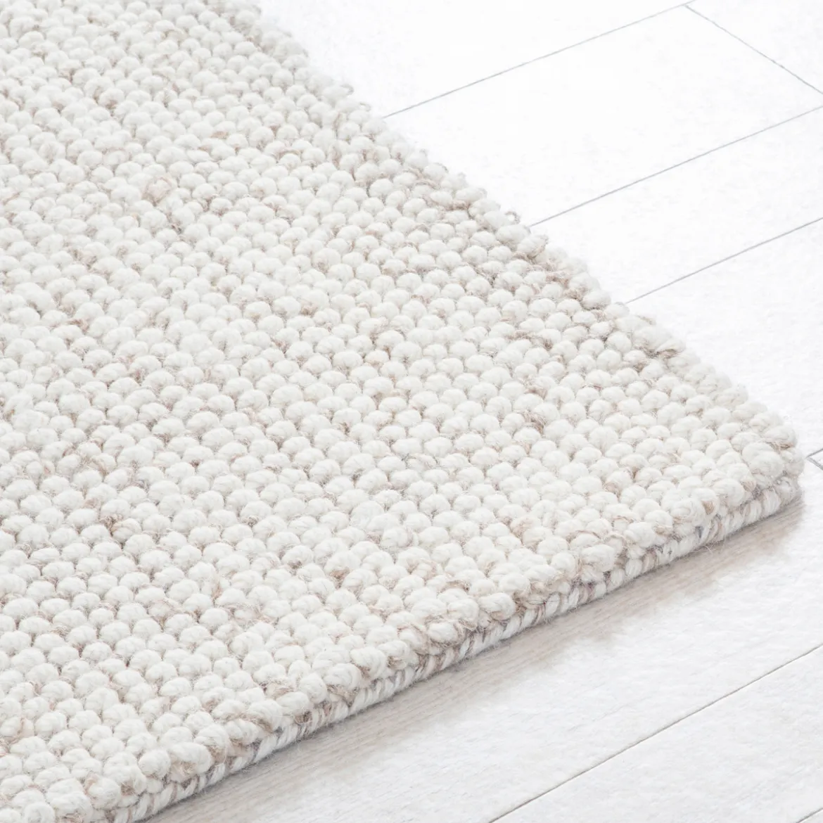 Pebbles Beige Large Wool Floor Rug
