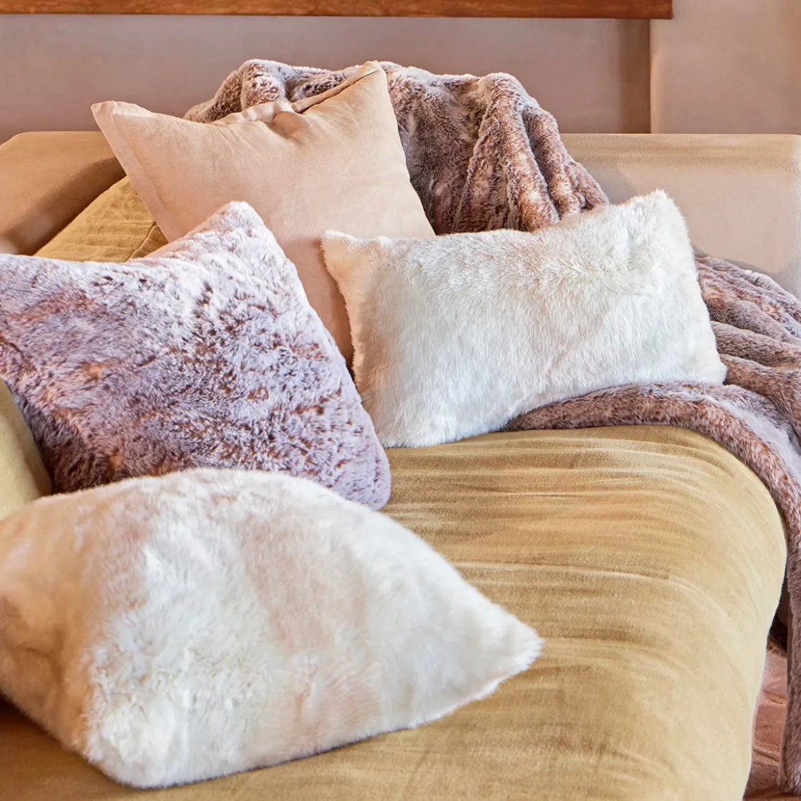 Pelage Faux Fur Square Cushion