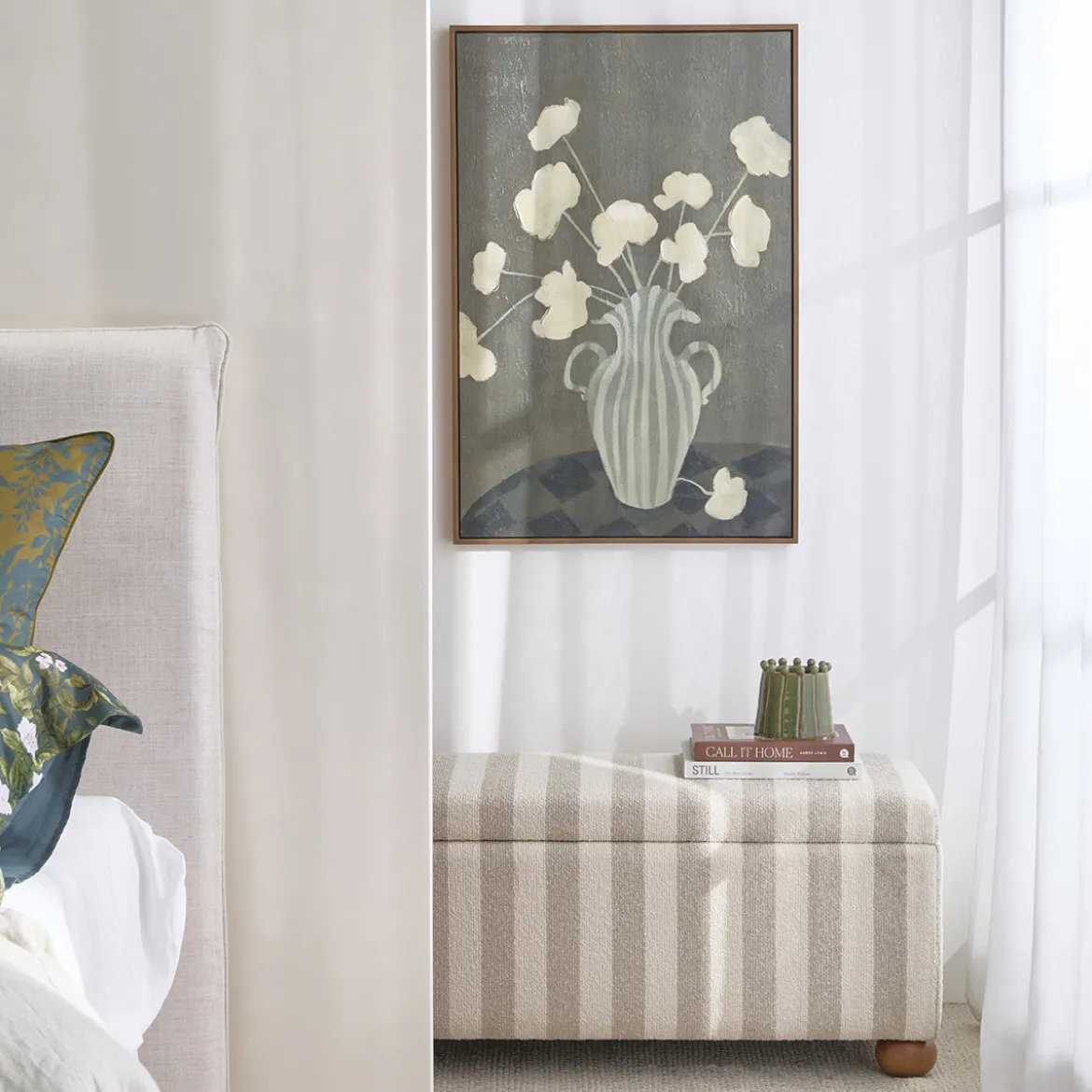 Petals in Porcelain Framed Canvas Wall Art