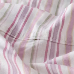 Pink Stripe Cotton Flannelette Sheet Set