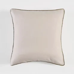 Piped Washed Linen Look Stone European Pillowcase