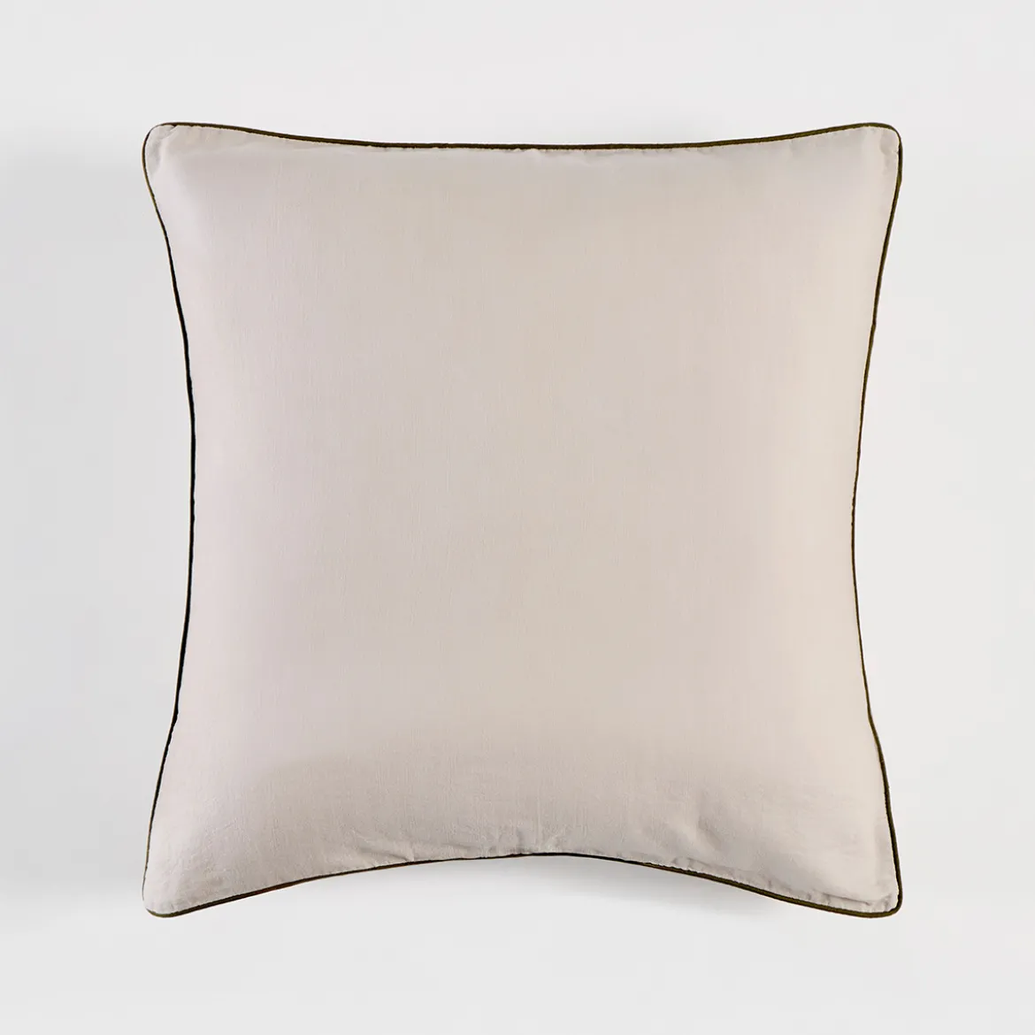 Piped Washed Linen Look Stone European Pillowcase