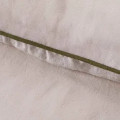 Piped Washed Linen Look Stone European Pillowcase