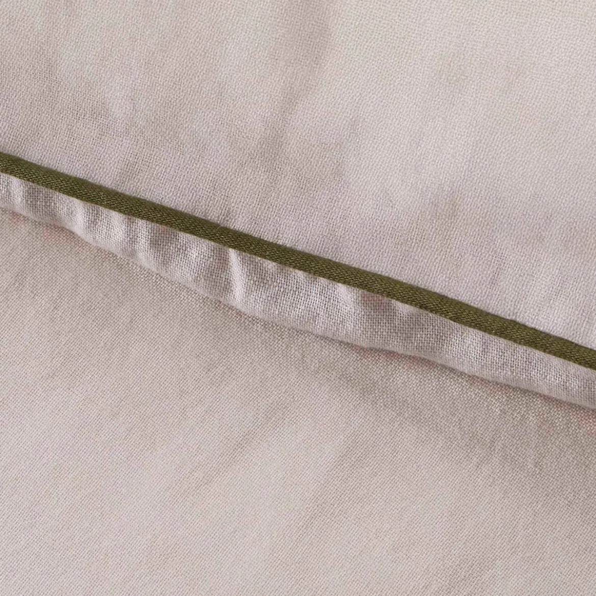 Piped Washed Linen Look Stone European Pillowcase