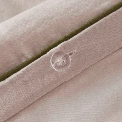 Piped Washed Linen Look Stone Quilt Cover Set