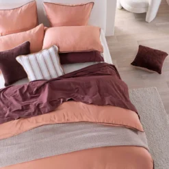 Piped Washed Linen Look Tan European Pillowcase