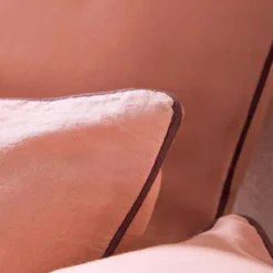 Piped Washed Linen Look Tan European Pillowcase