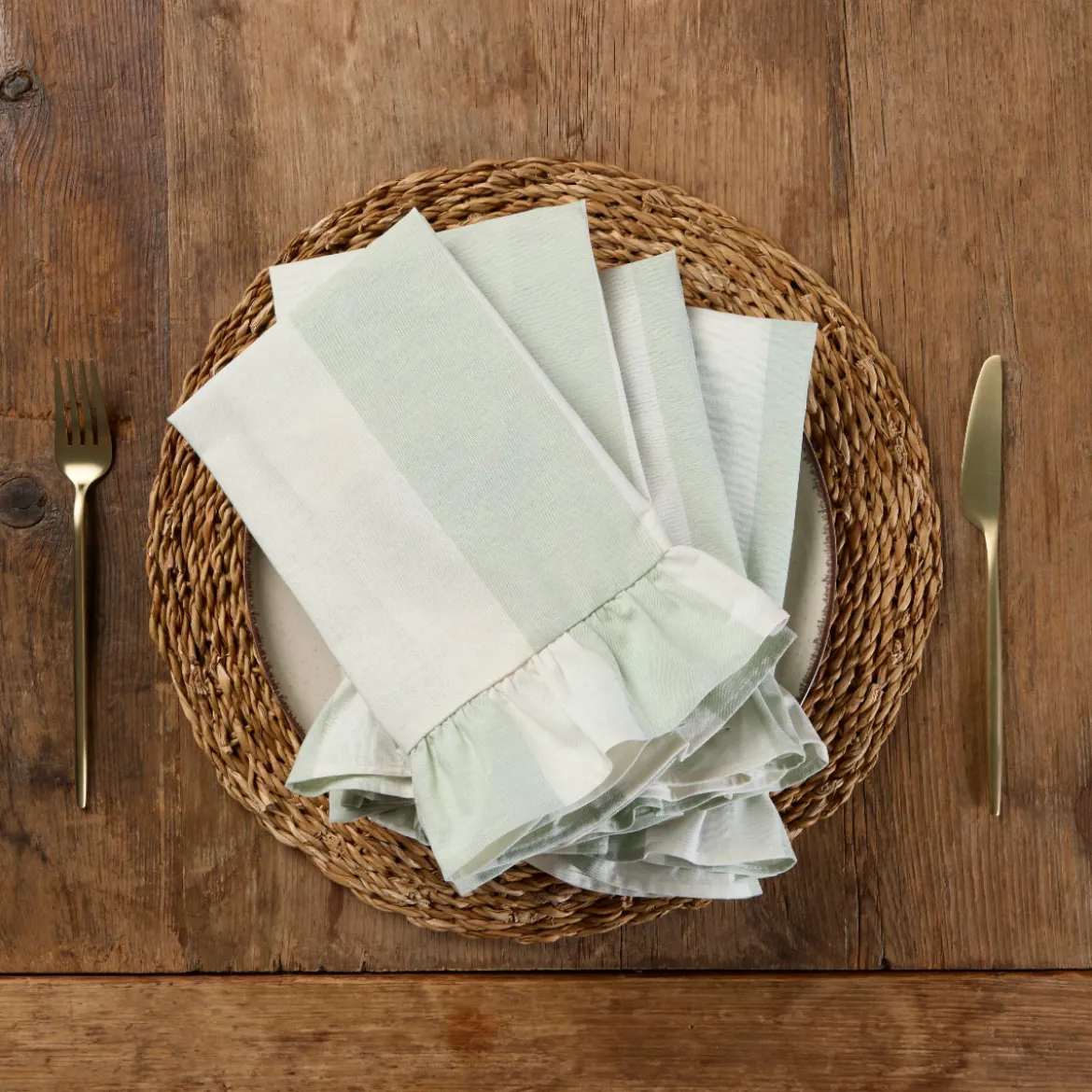 Piper Stripe Ruffle Napkin 4 Pack