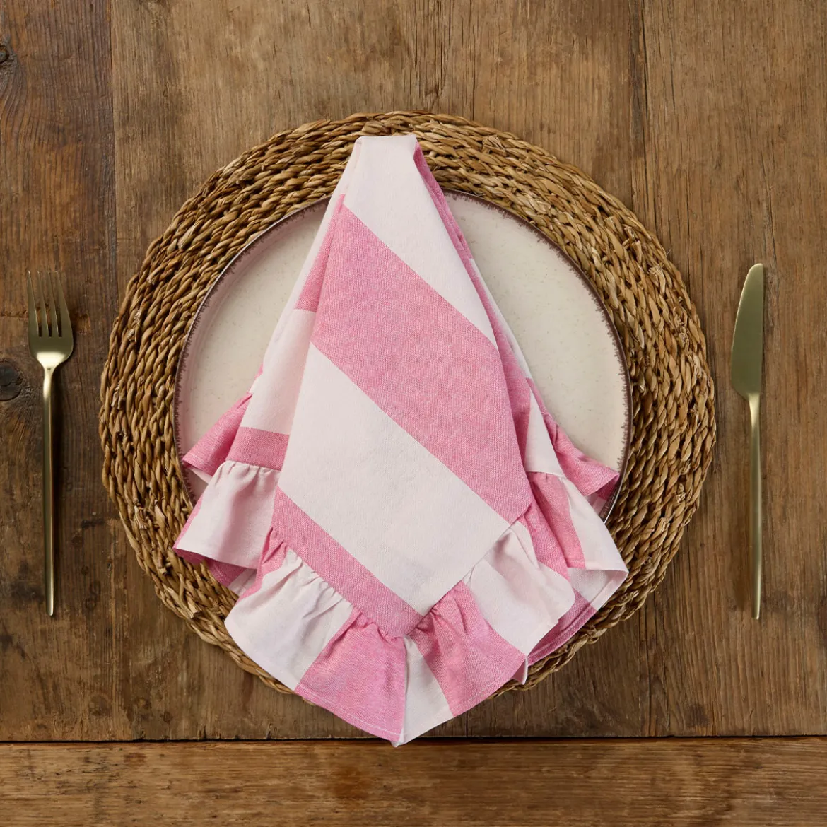 Piper Stripe Ruffle Napkin 4 Pack