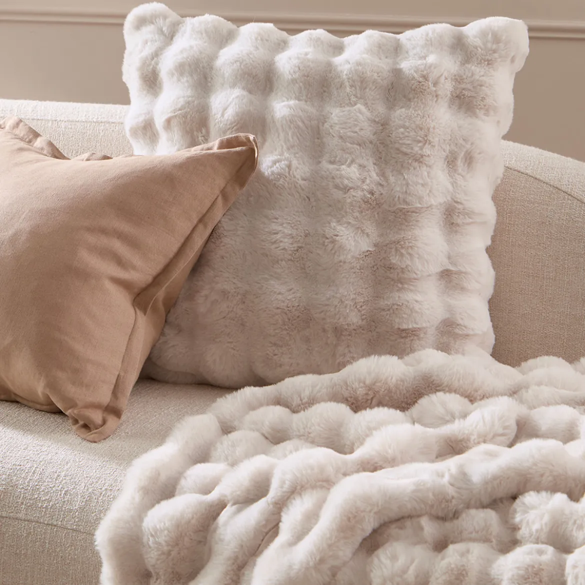 Prague Faux Fur Large Square Cushion