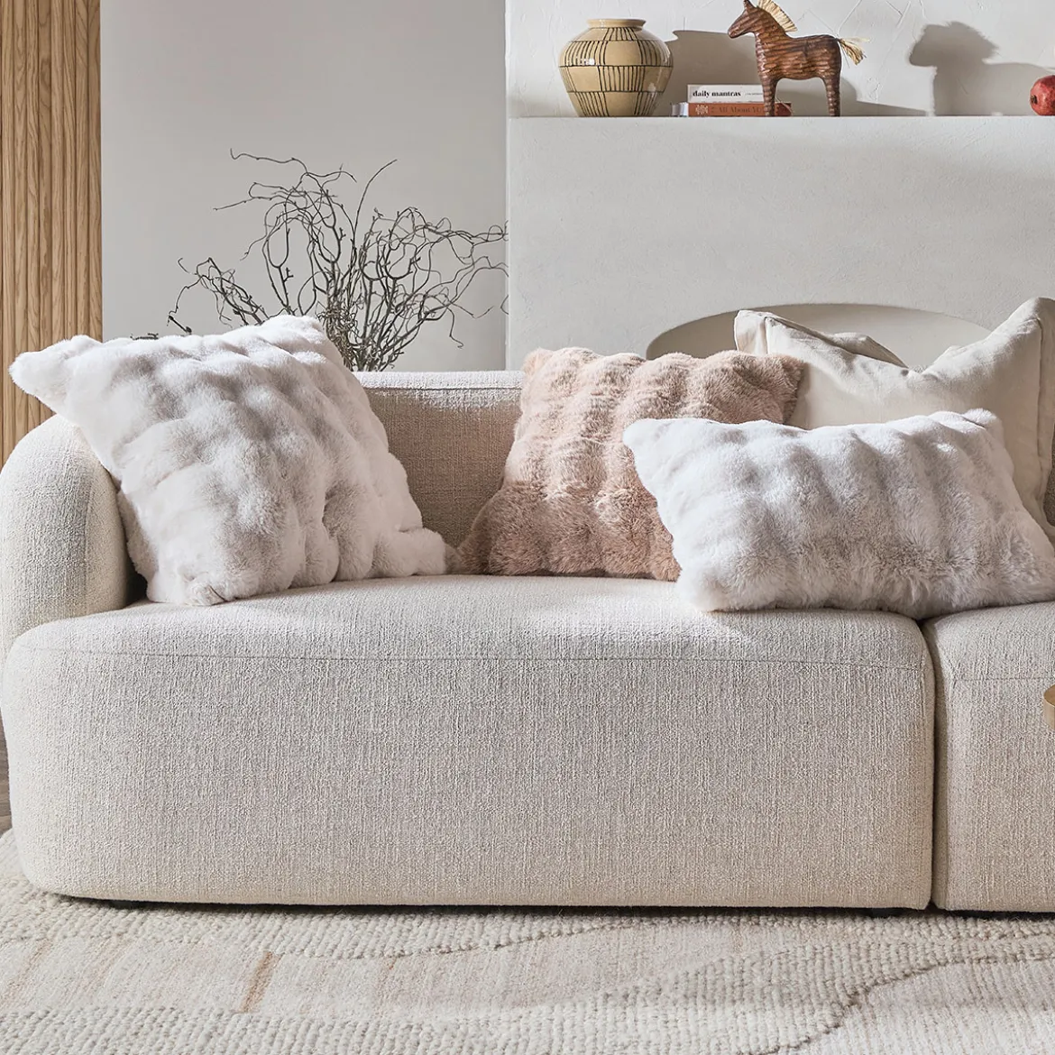 Prague Faux Fur Large Square Cushion