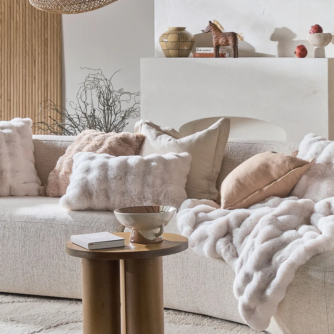 Prague Faux Fur Oblong Cushion