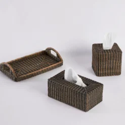 Rattan Black Wash Tissue Box Cover Range