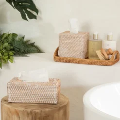 Rattan White Wash Tissue Box Cover Range