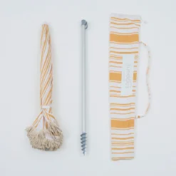 Rhodes Stripe Scalloped Fringed Beach Umbrella