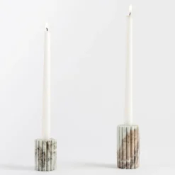Ribbed Marble Candle Holder