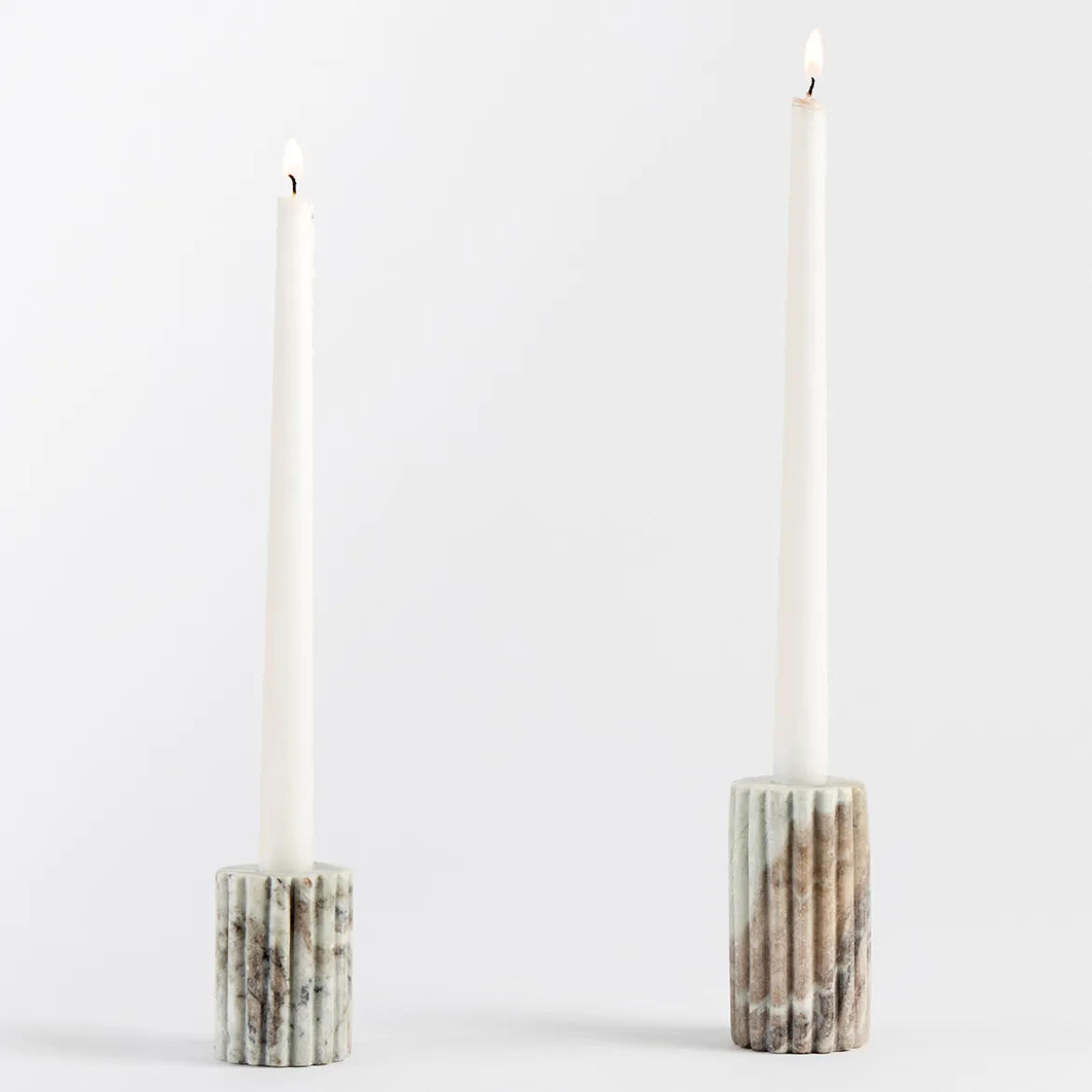 Ribbed Marble Candle Holder