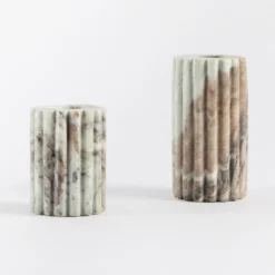Ribbed Marble Candle Holder