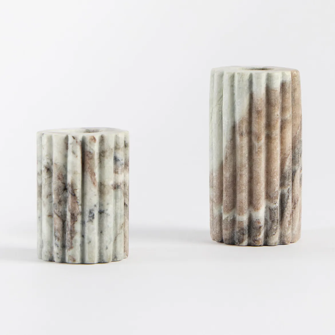 Ribbed Marble Candle Holder