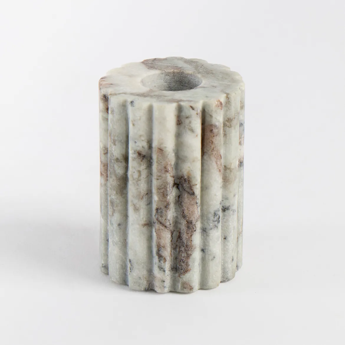 Ribbed Marble Candle Holder