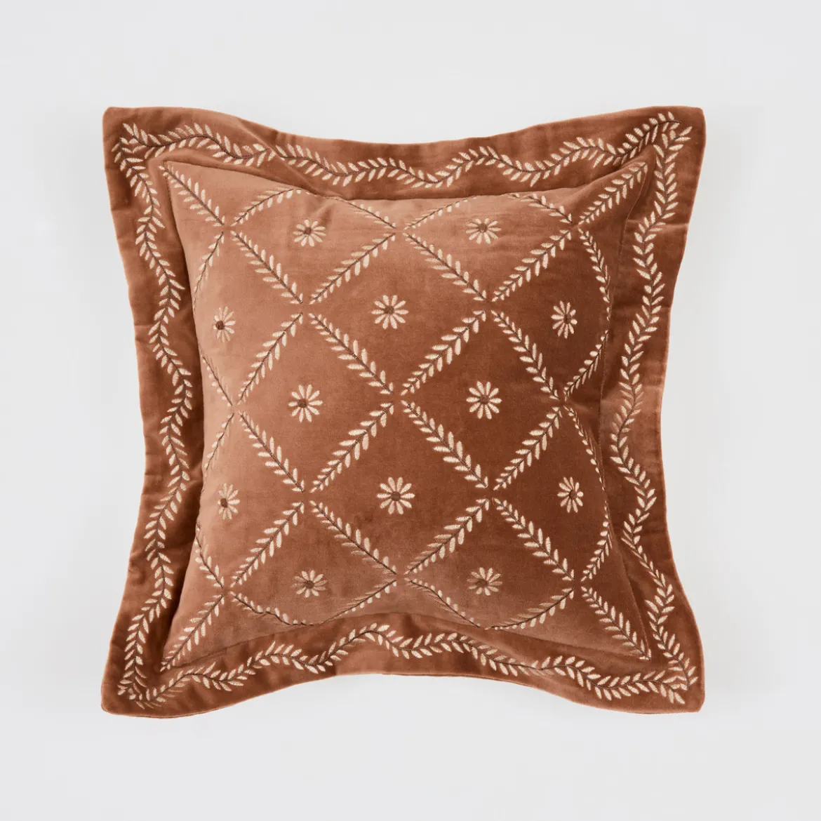 Robin Velvet Embroidered Cushion