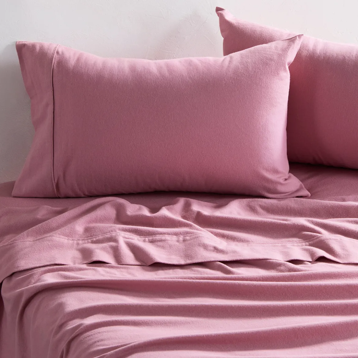 Rose Pink Cotton Flannelette Sheet Set