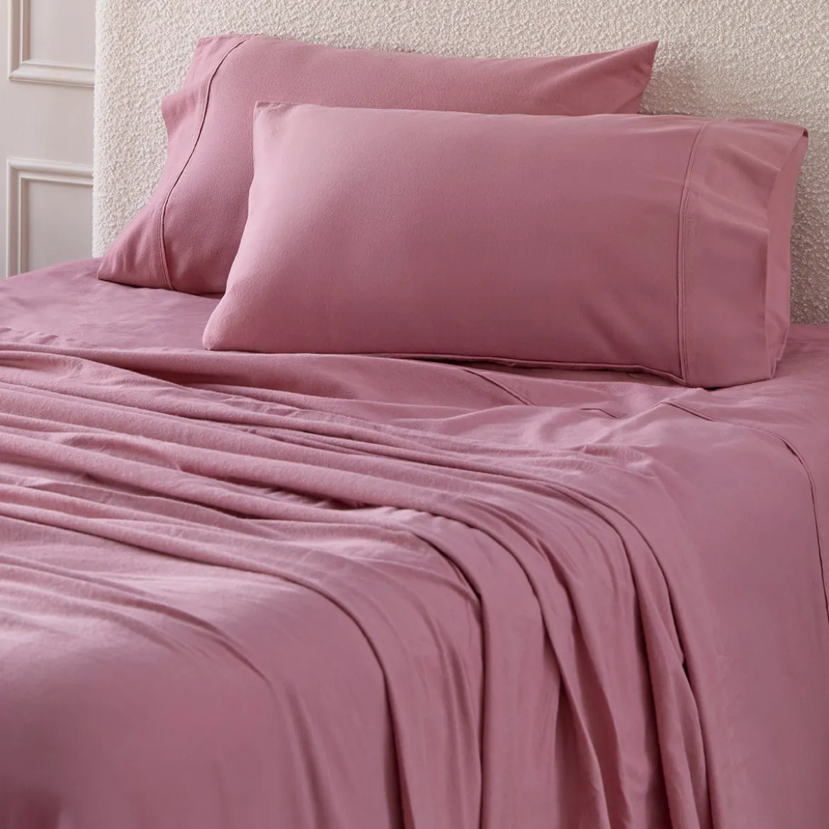 Rose Pink Cotton Flannelette Sheet Set