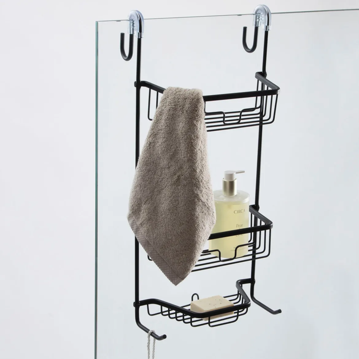 Rowan Black Over the Door Shower Caddy