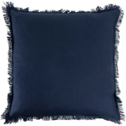 Sahara Linen Fringed Feather Navy Cushion