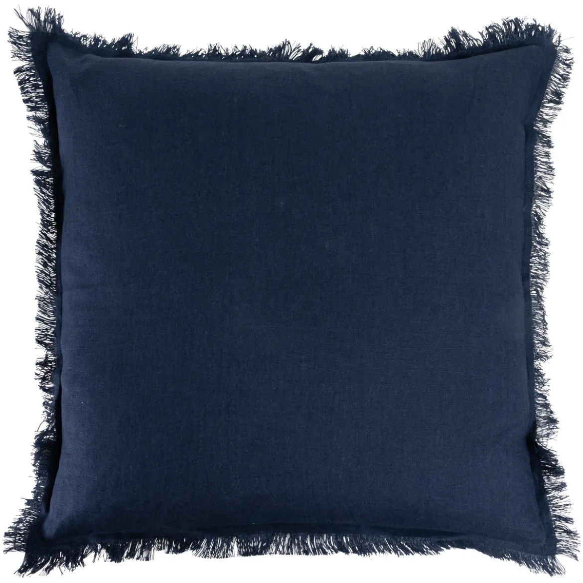 Sahara Linen Fringed Feather Navy Cushion