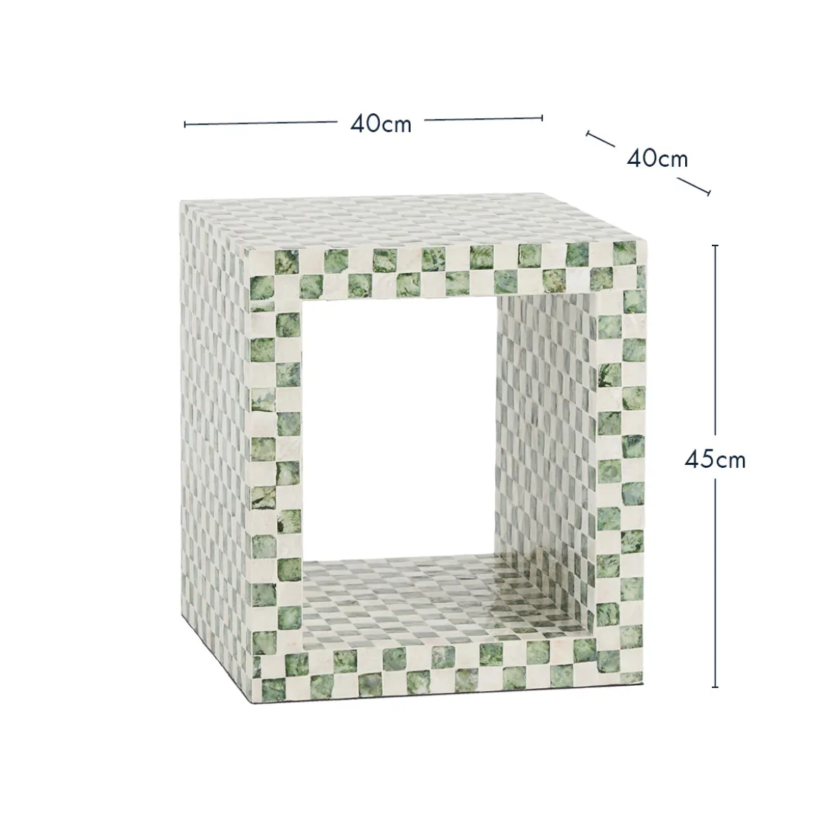 Soho Green Capiz Check Side Table