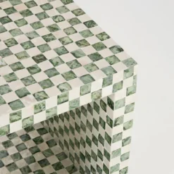 Soho Green Capiz Check Side Table