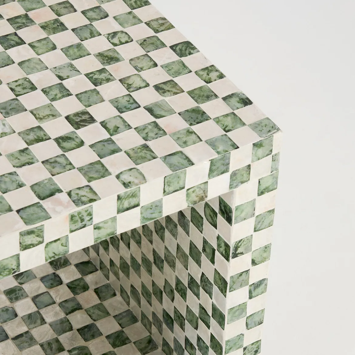 Soho Green Capiz Check Side Table