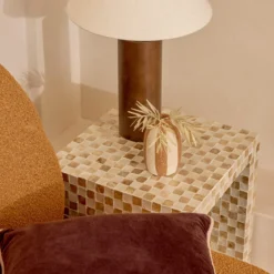 Soho Natural Capiz Check Side Table
