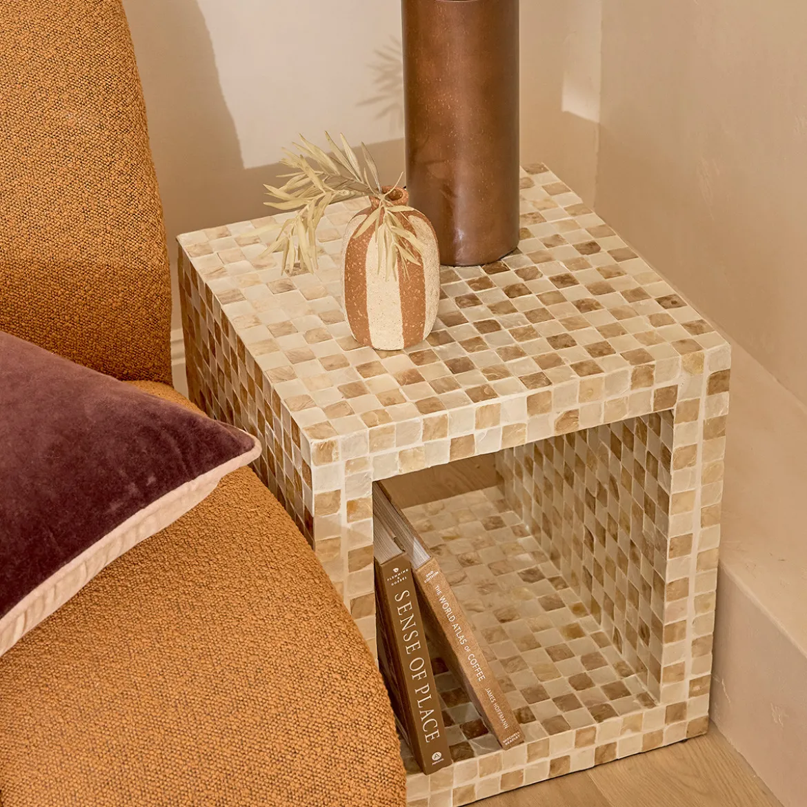 Soho Natural Capiz Check Side Table