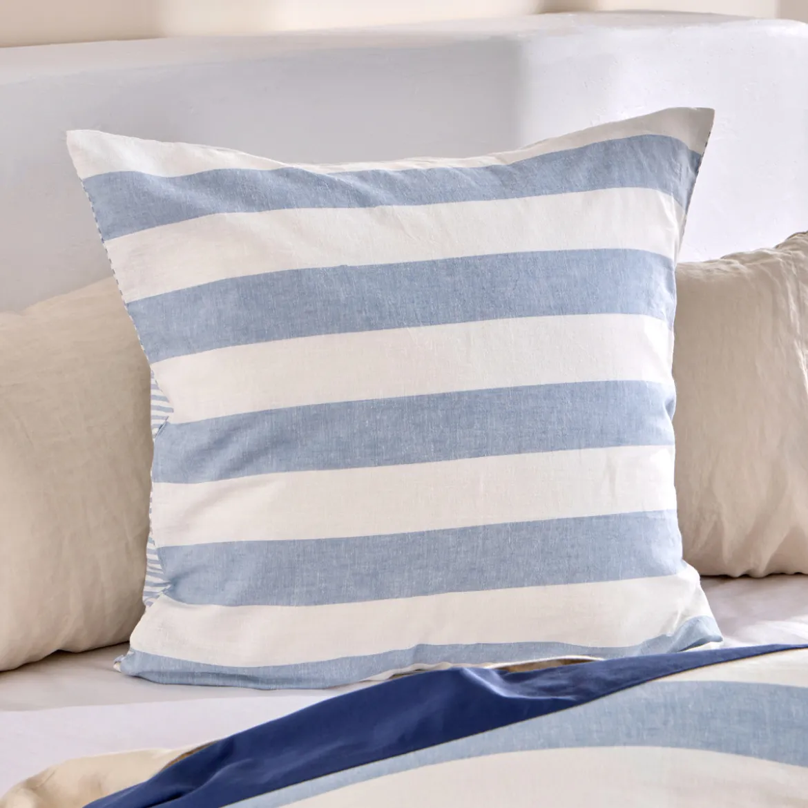 St Barts Light Blue Stripe European Pillowcase