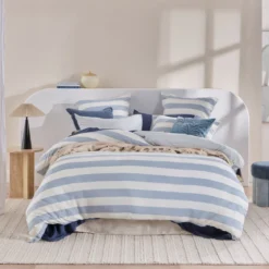 St Barts Light Blue Stripe Quilt Cover Set