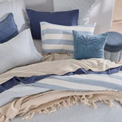 St Barts Light Blue Stripe Quilt Cover Set