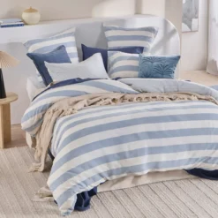 St Barts Light Blue Stripe Quilt Cover Set
