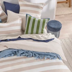 St Barts Natural Stripe European Pillowcase