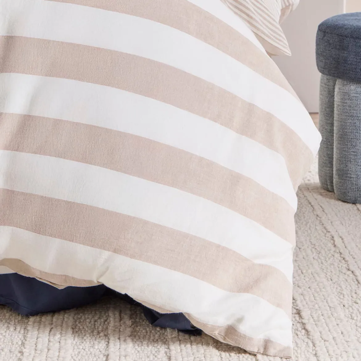 St Barts Natural Stripe Quilt Cover Set