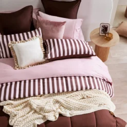 Suzi Chocolate Stripe Reverse Comforter Set