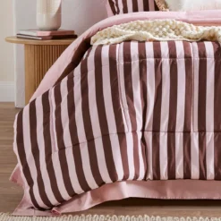 Suzi Chocolate Stripe Reverse Comforter Set