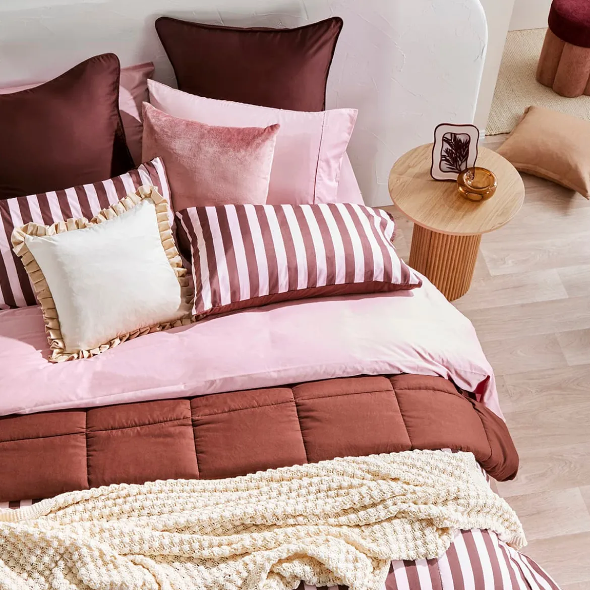 Suzi Chocolate Stripe Reverse Comforter Set