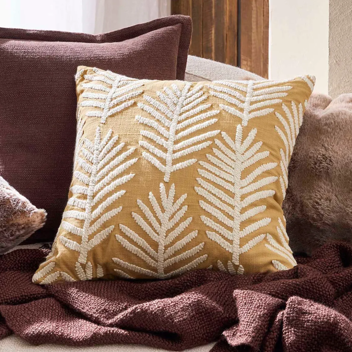 Tanner Palm Embroidered Cushion