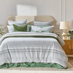 Tasman Jacquard Green Quilt Cover Set