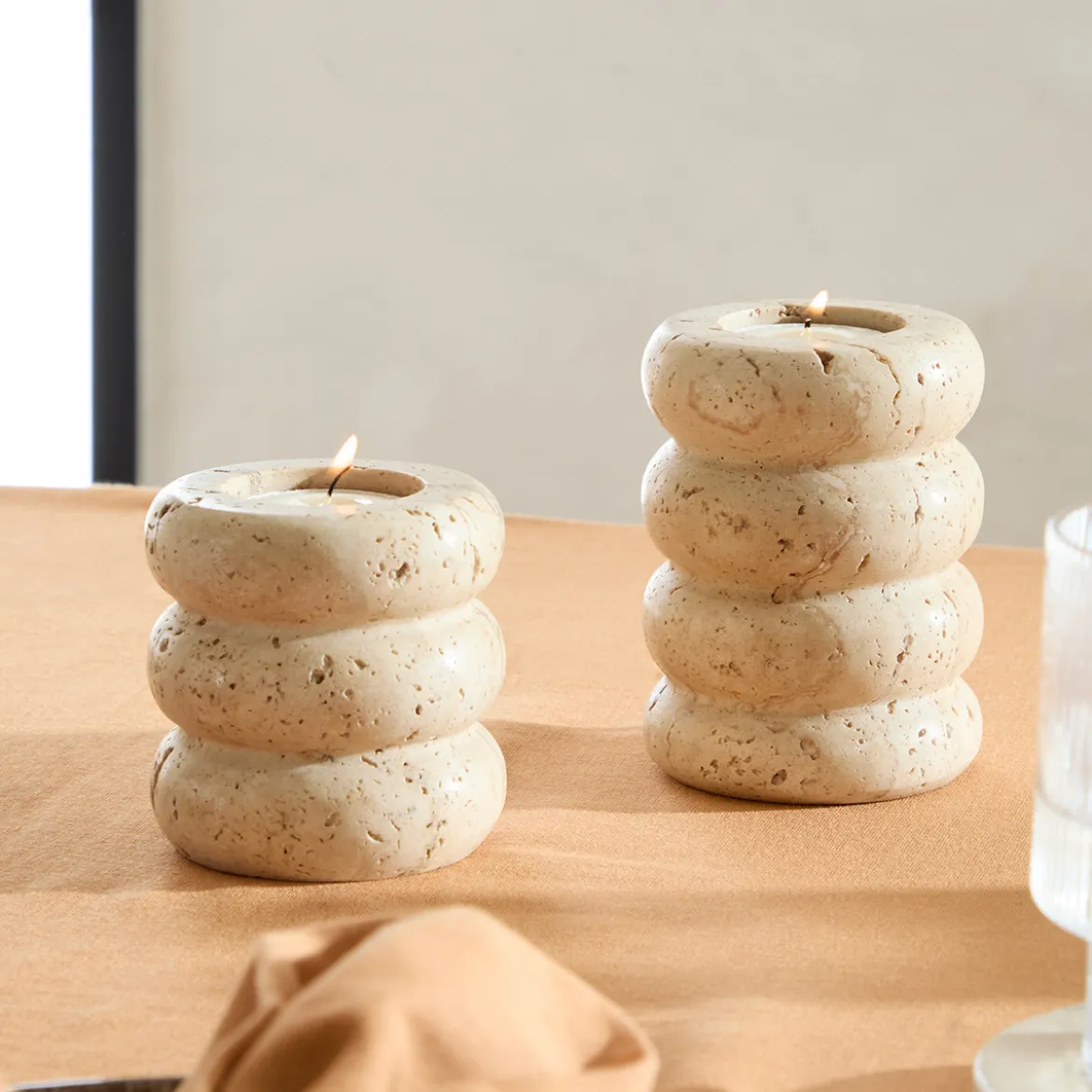 Travertine Candle Holder
