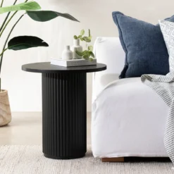 Tully Black Fluted Side Table