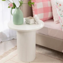 Tully White Fluted Side Table