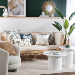 Tully White Fluted Side Table